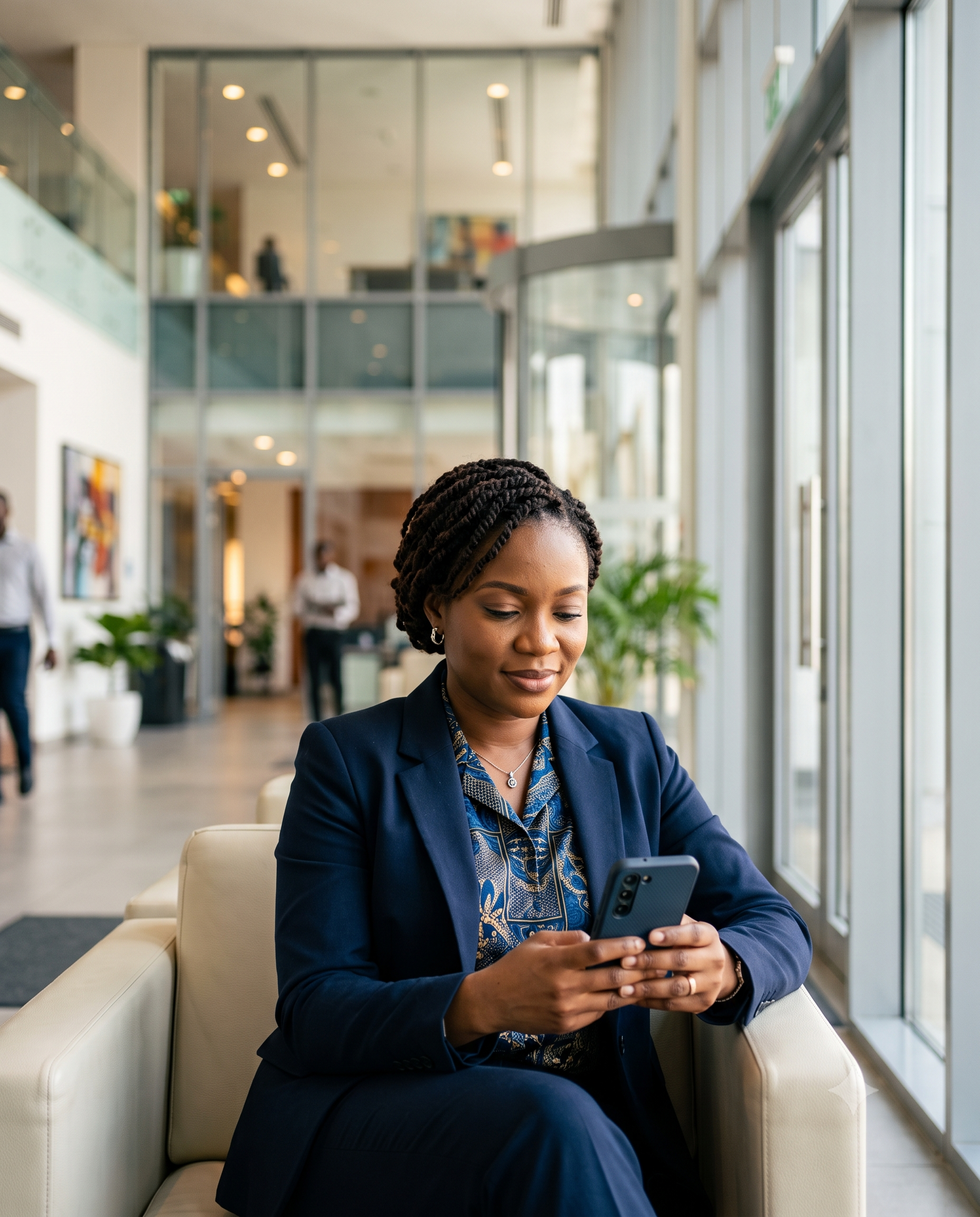 A client reviewing her matter updates on the LexiLead portal